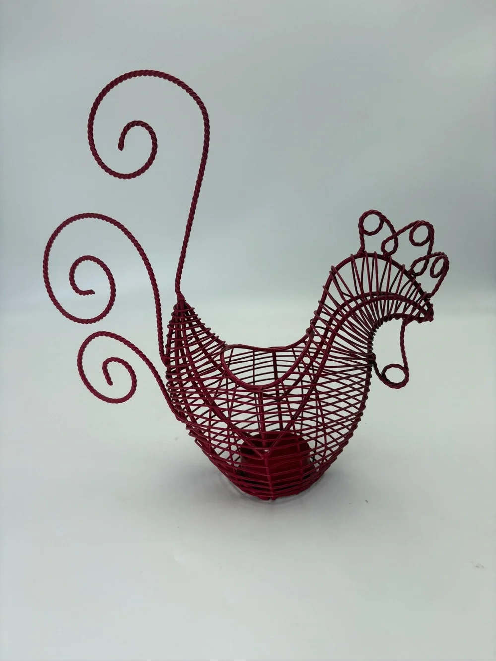 Red Wire Rooster Egg Basket